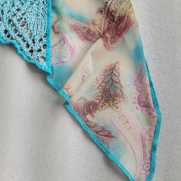 VTG Y2K Ogo Geral Asymmetrical Mesh Top Fairycore Whimsigoth Crochet Paisley - Picture 5 of 13